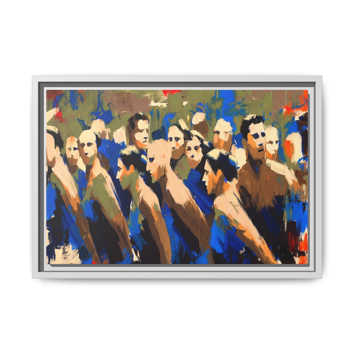 Abstract Crowd Matte Canvas Print — Framed Multi-Color Wall Art