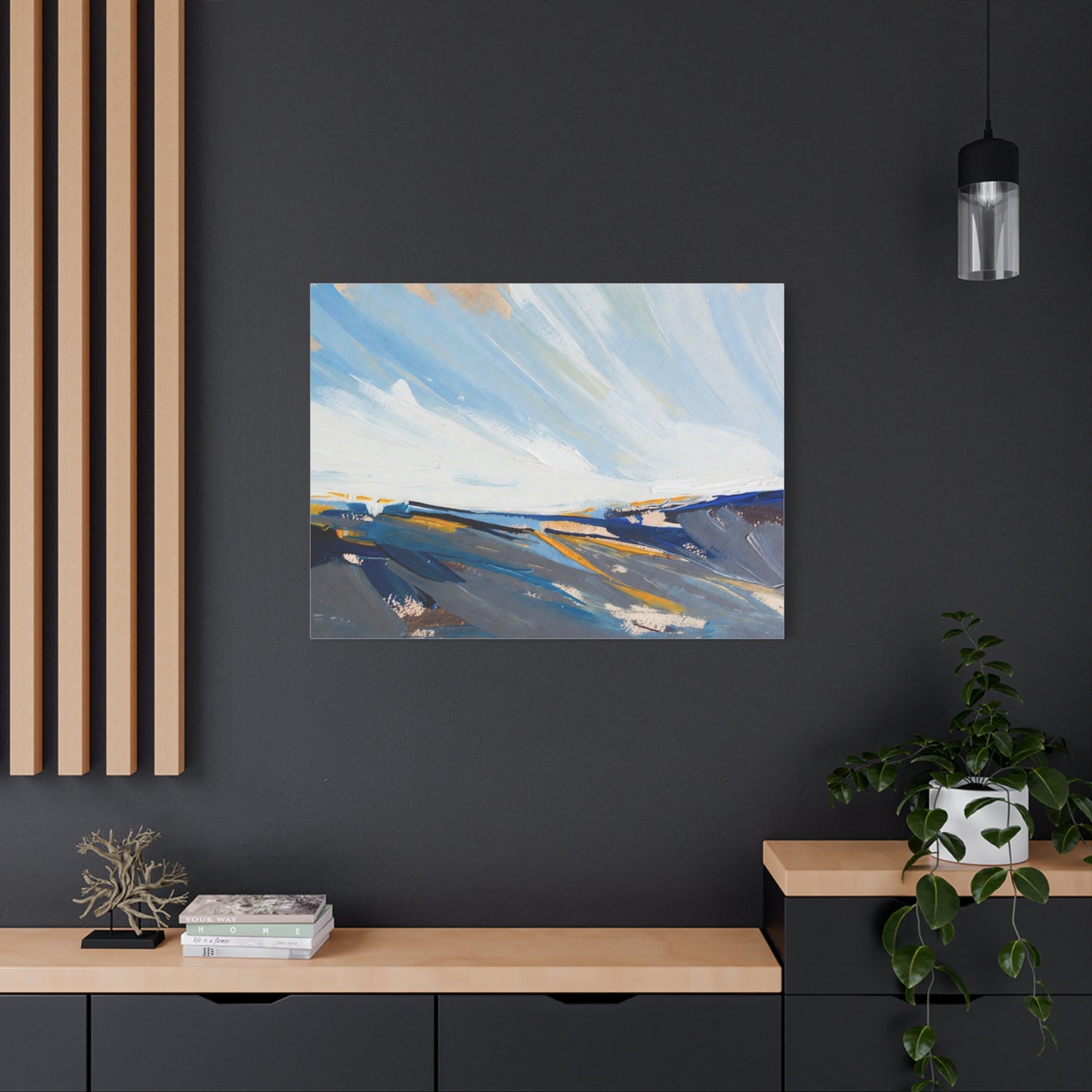 Abstract Coastal Landscape Canvas Print — Blue Sky Seascape Wall Art