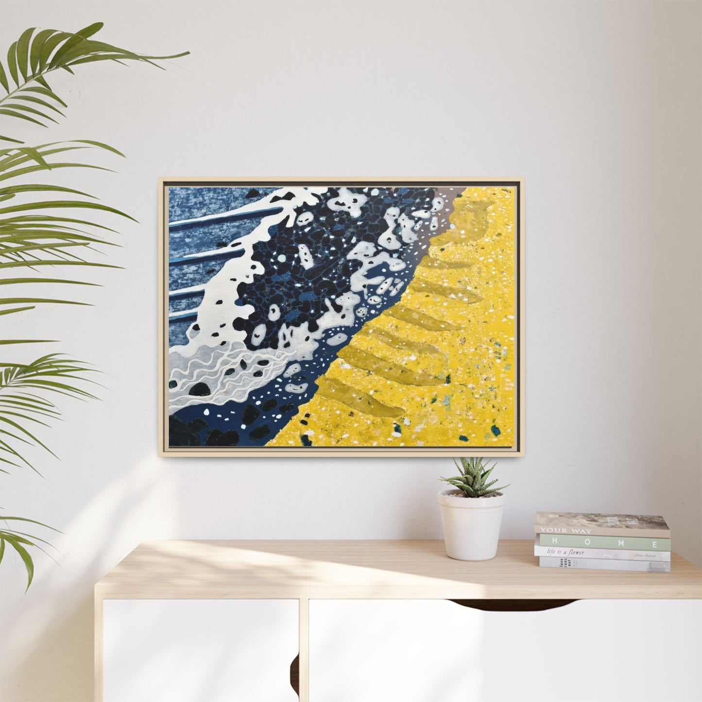 Framed Abstract Ocean & Sand Matte Canvas Print