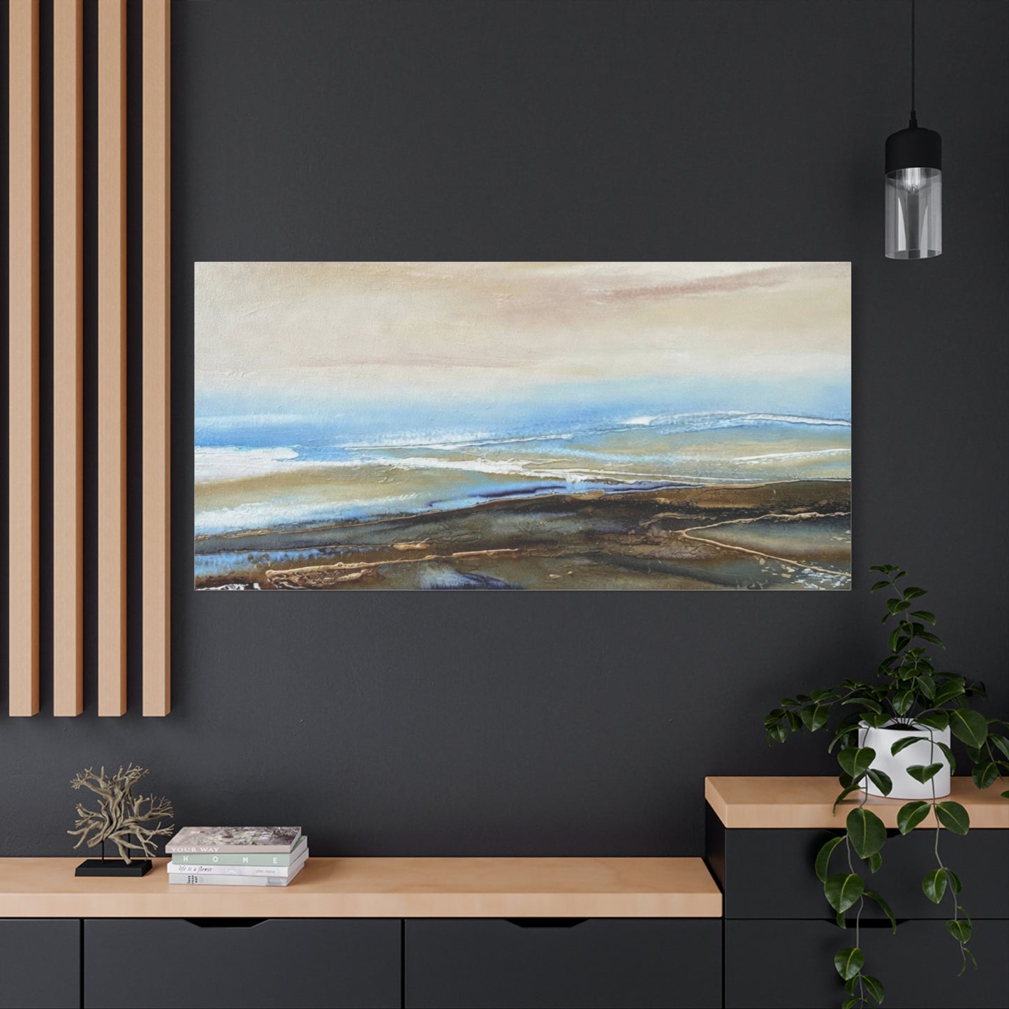 Coastal Abstract Matte Canvas Wall Art — Serene Ocean Horizon Stretch