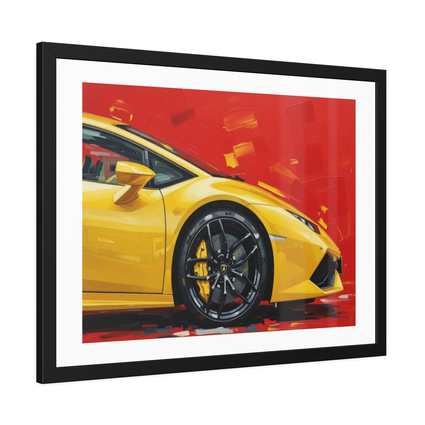 Yellow Sports Car Framed Poster — Modern Automotive Wall Art