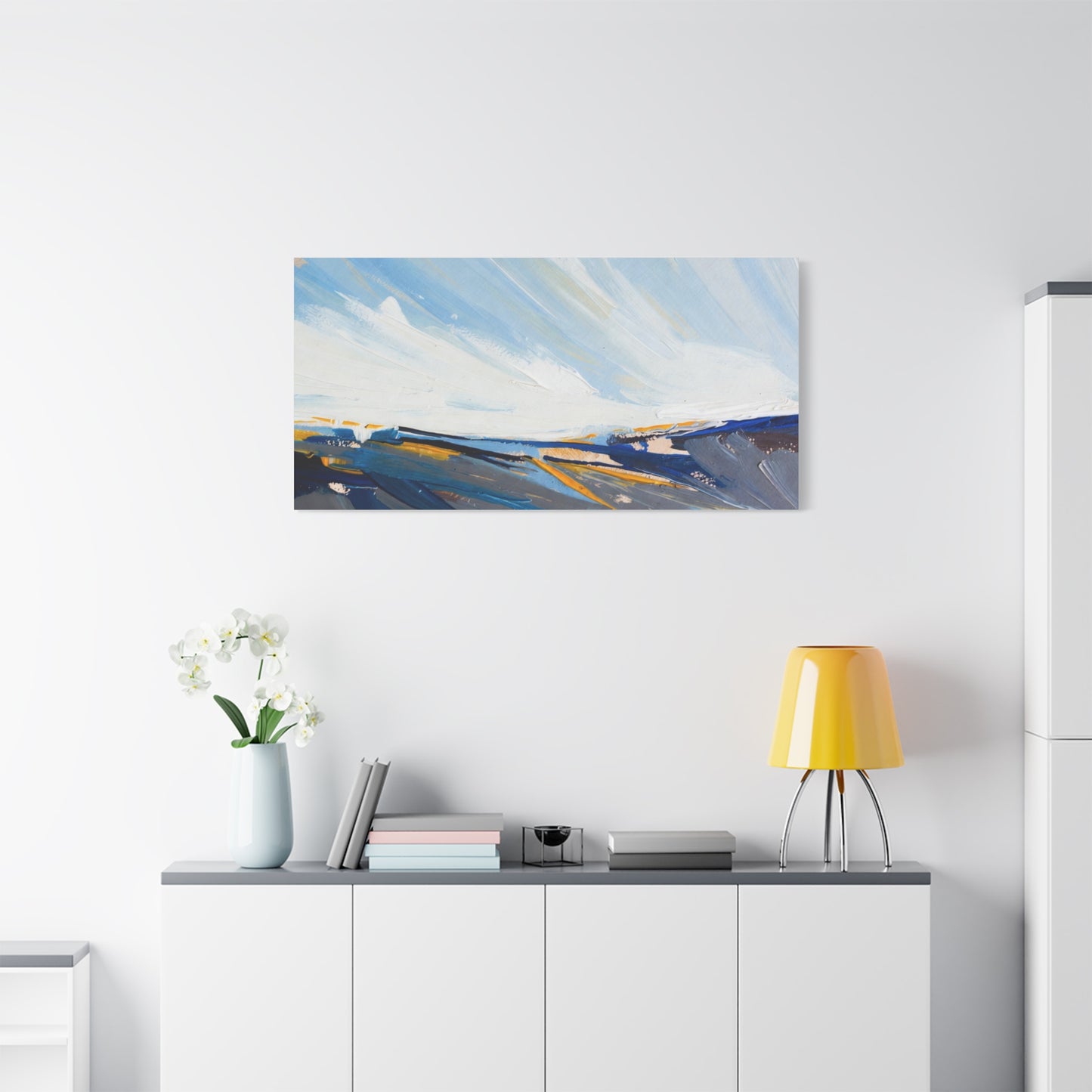 Abstract Coastal Landscape Canvas Print — Blue Sky Seascape Wall Art