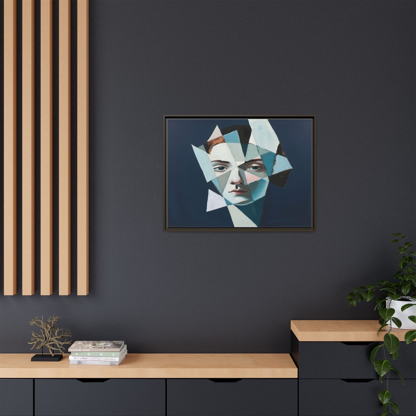 Abstract Fragmented Portrait Matte Canvas (Framed)