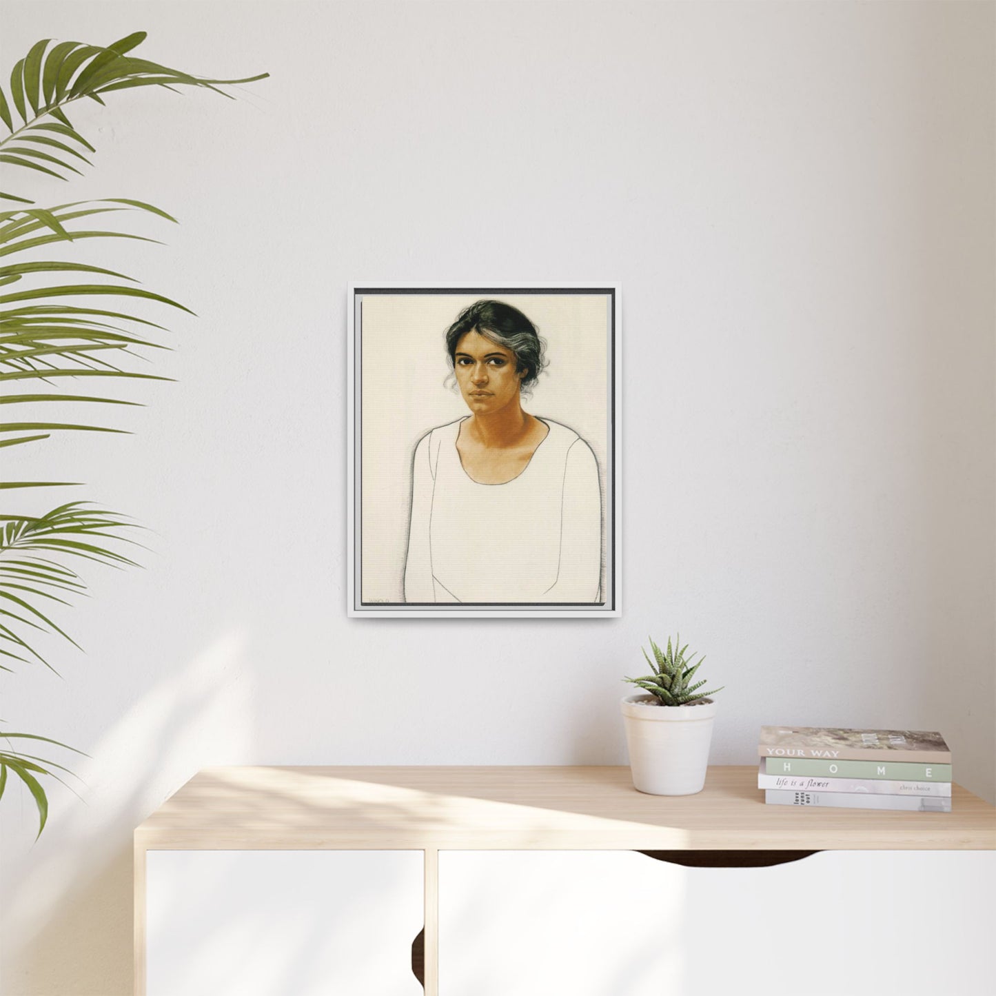 Portrait of a Woman by Winold Reiss Framed Matte Canvas Portrait Print