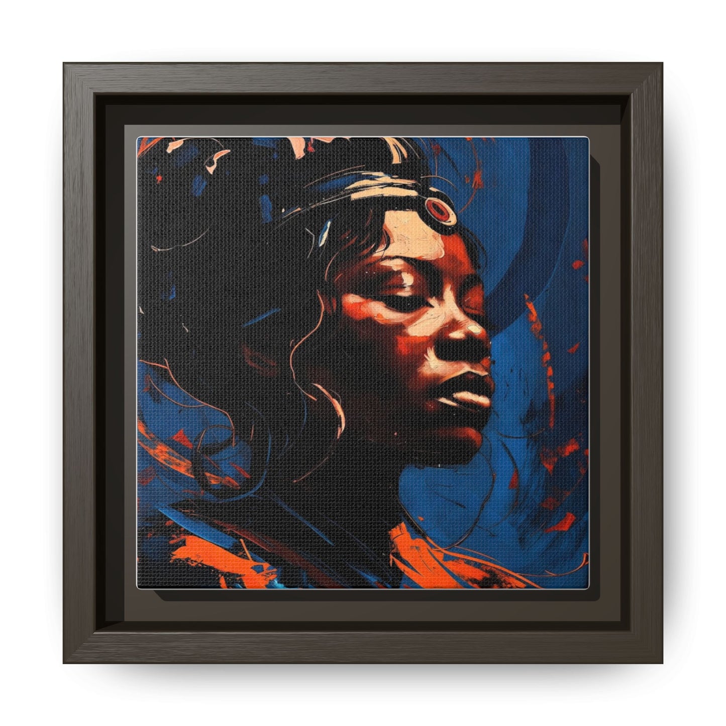 Framed Matte Canvas Art - Vibrant Portrait of a Black Woman (Multi-Color)