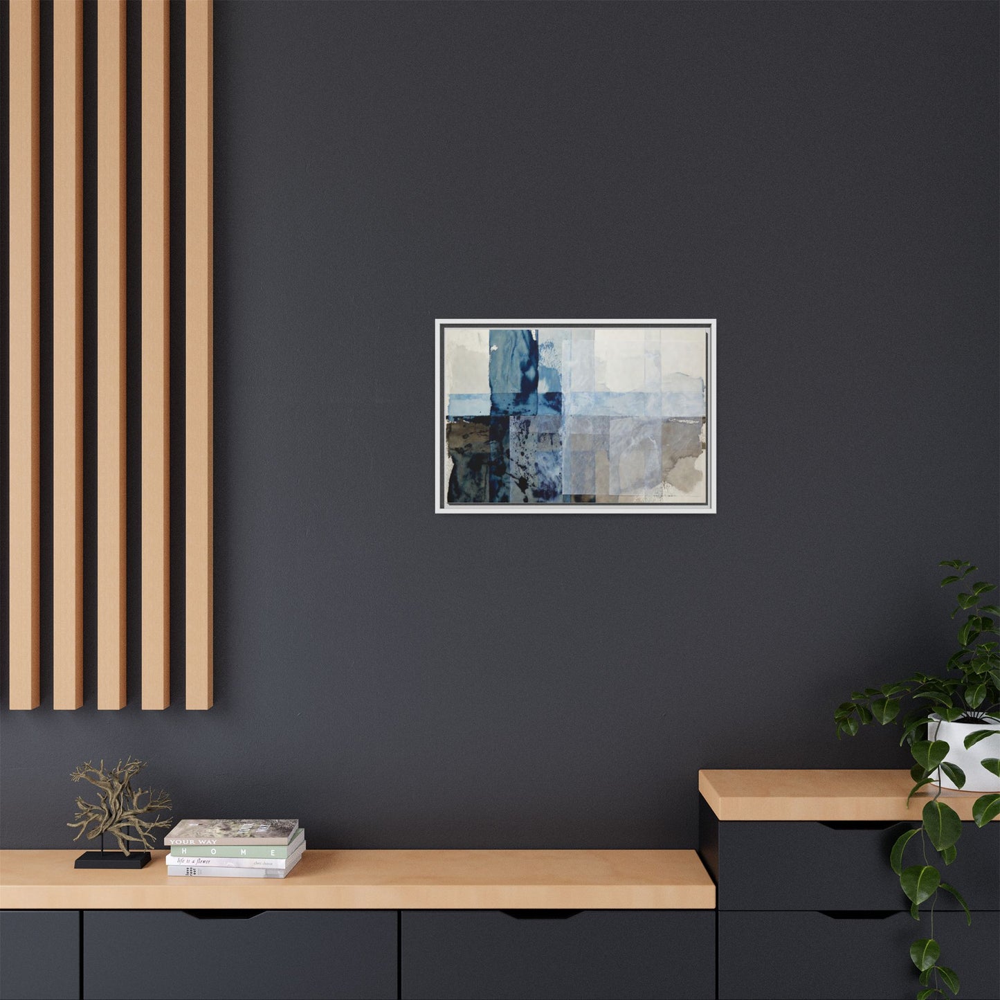 Abstract Coastal Blue Framed Canvas Art
