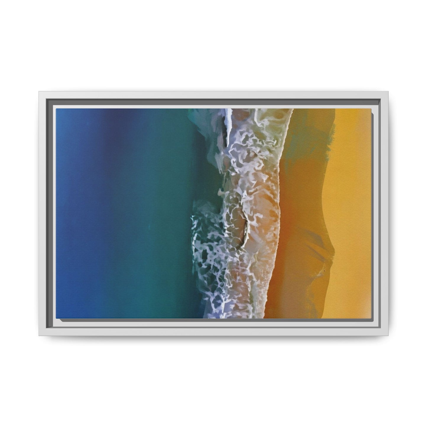 Framed Matte Canvas Seascape Print – Coastal Waves Wall Art