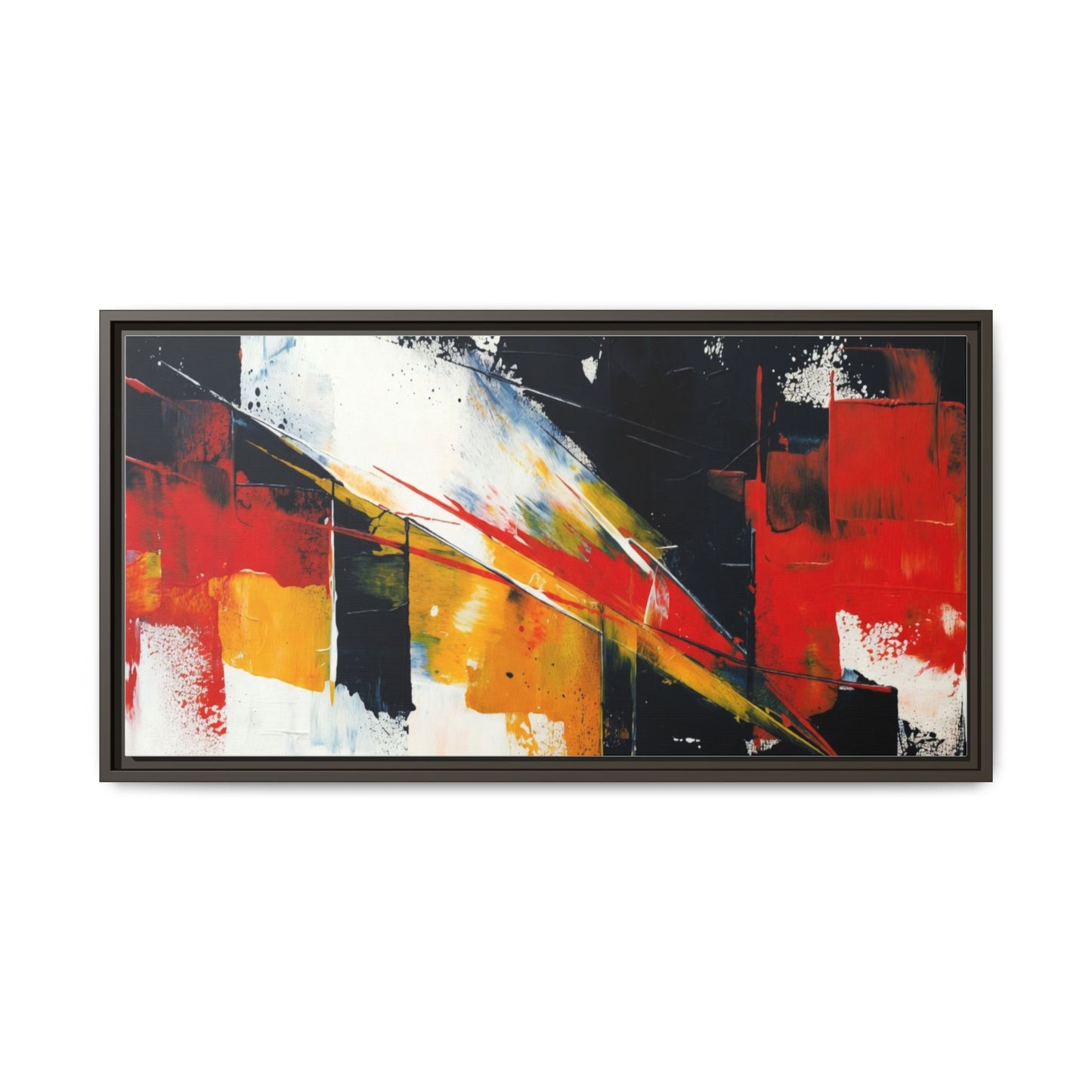 Abstract Red & Black Framed Canvas Print — Modern Geometric Wall Art