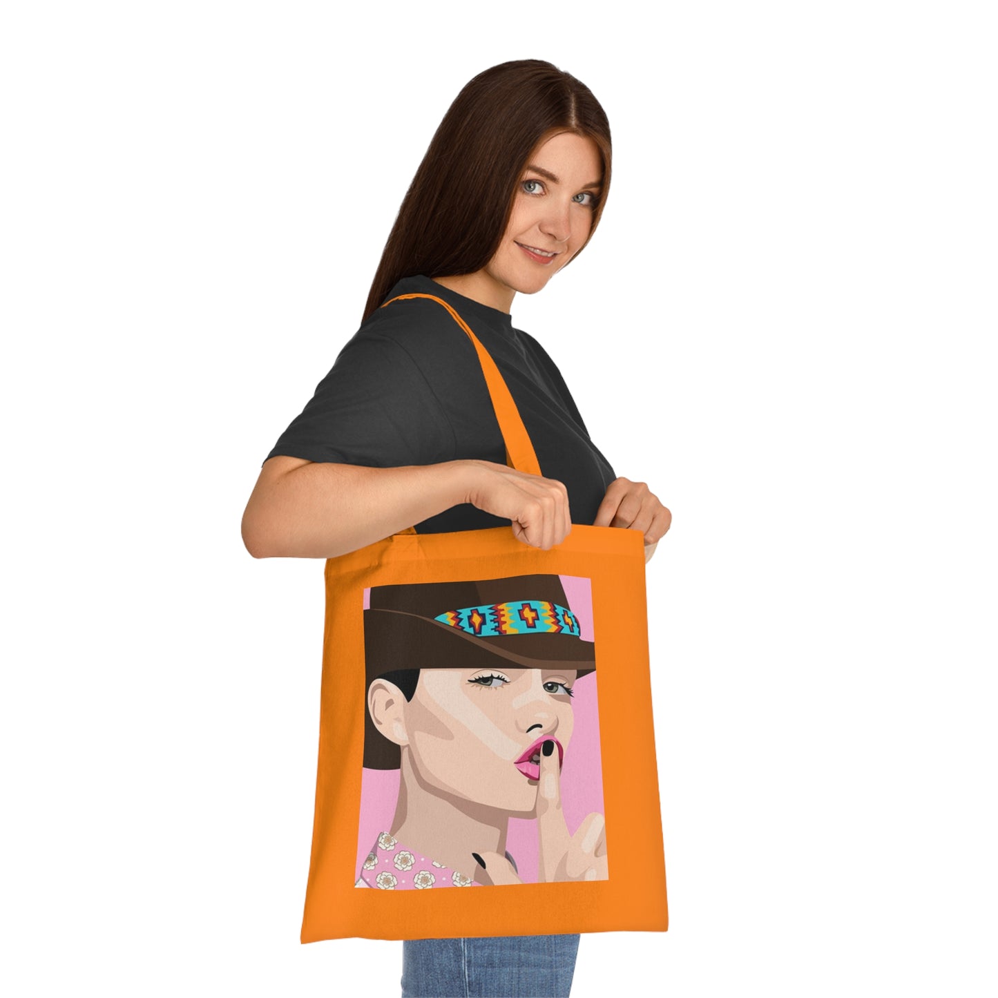 Pop Art Woman Tote Bag — Stylish Retro Portrait Cotton Shopper