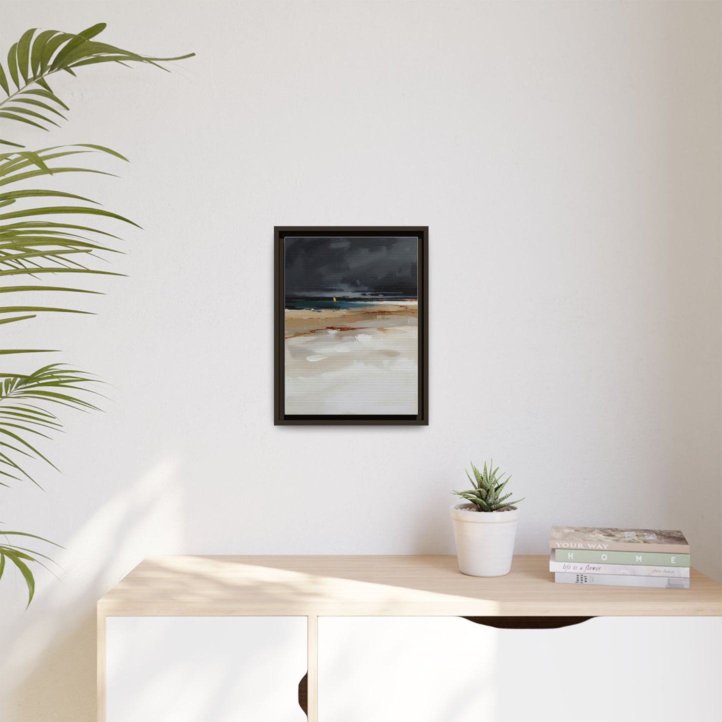 Framed Matte Canvas Beachscape Art Print — Coastal Abstract Wall Decor