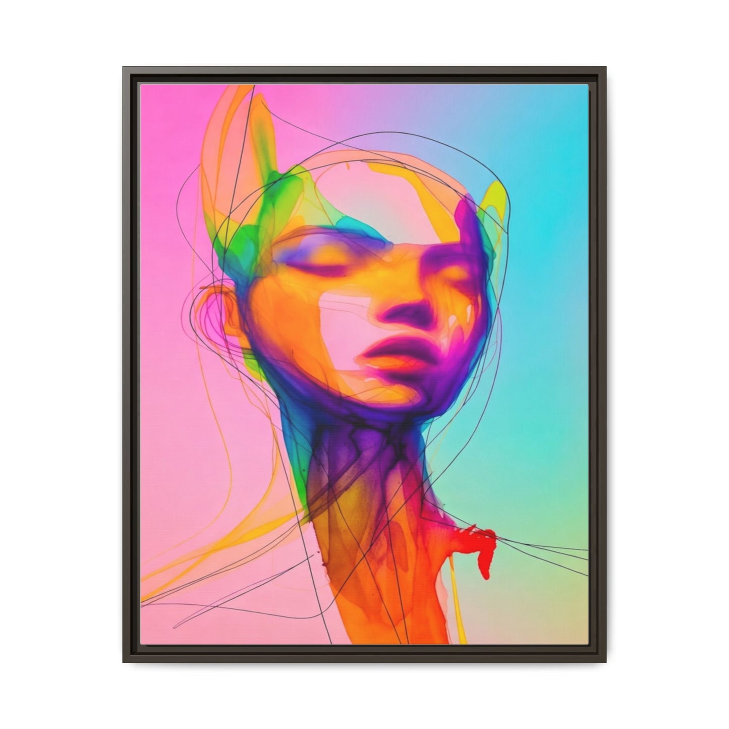 Framed Matte Canvas Art — Vibrant Abstract Portrait Wall Print