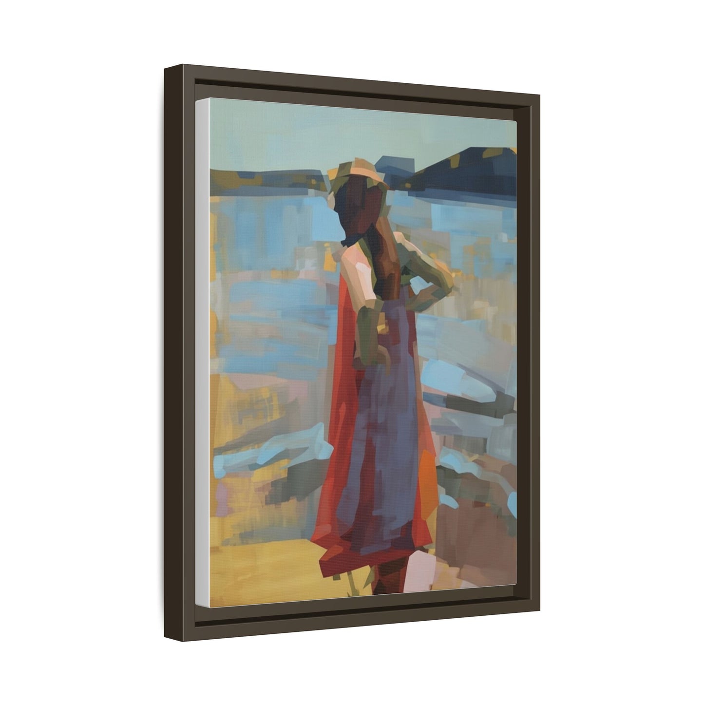 Framed Matte Canvas Print — Coastal Woman Abstract Art