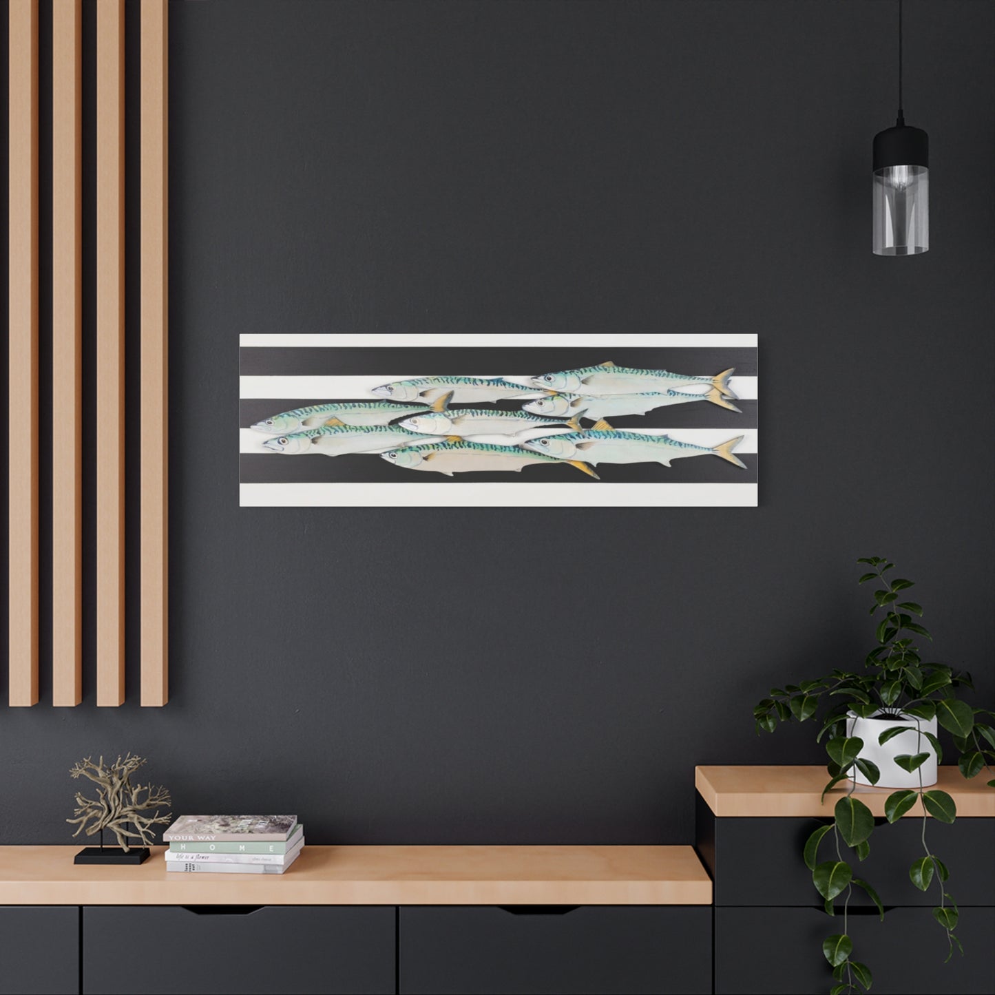Striped Mackerel School Matte Canvas Print