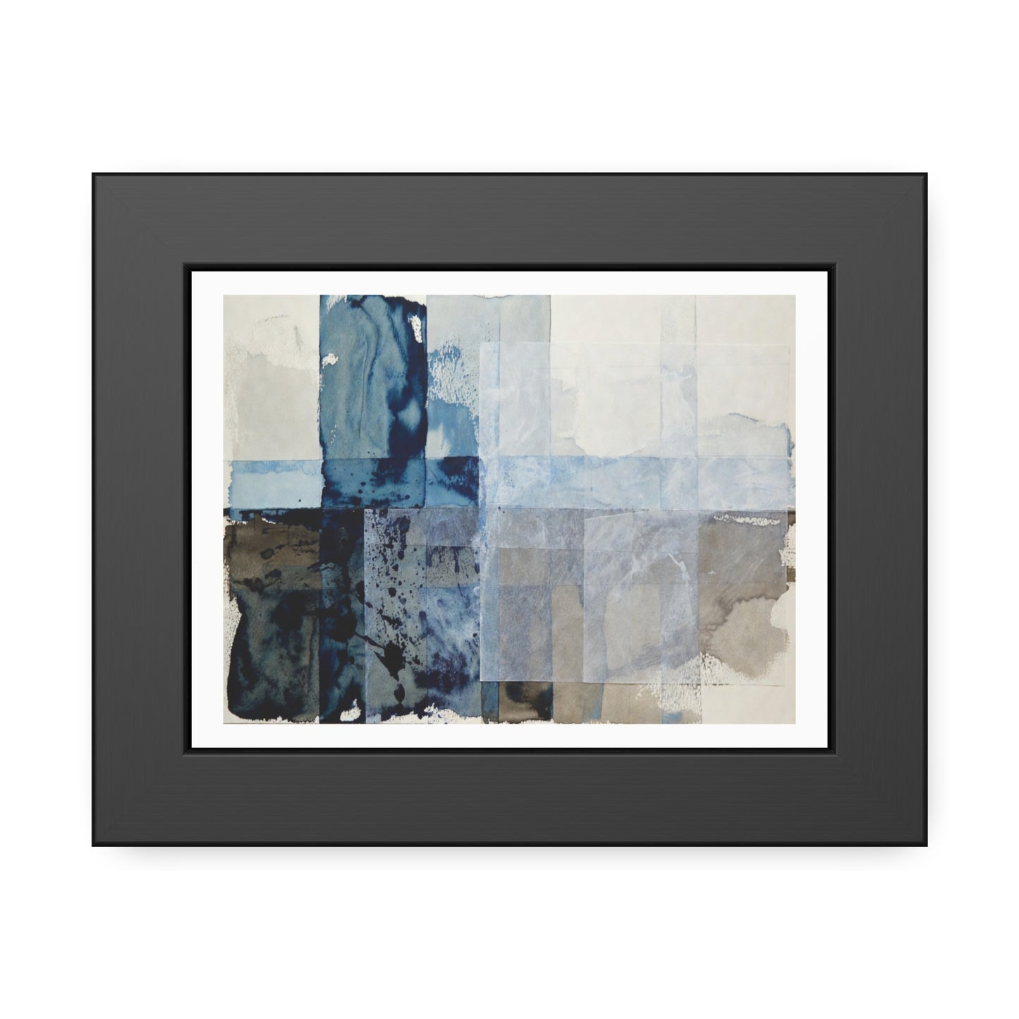 Framed Abstract Blue Watercolor Print — Modern Wall Art Poster