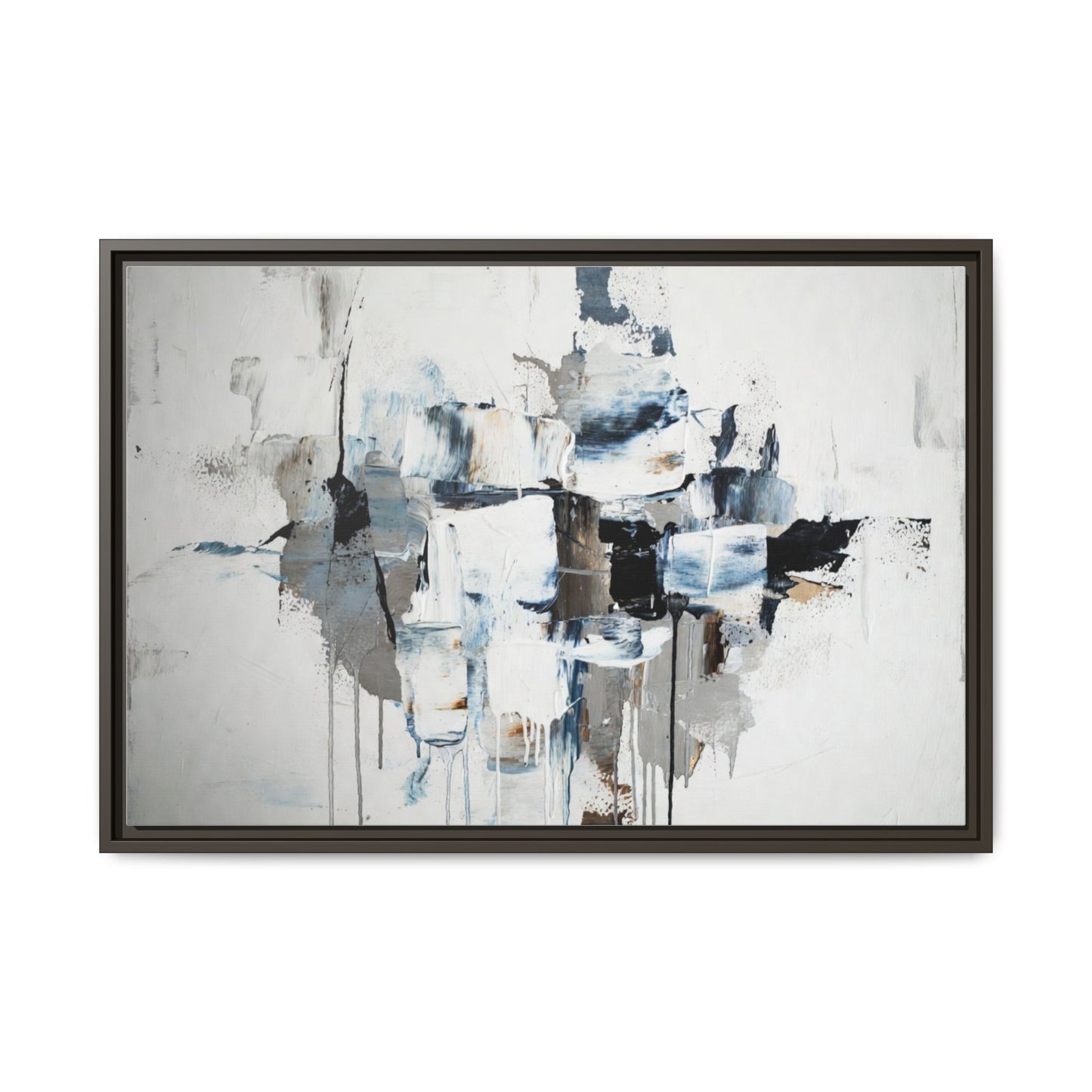 Framed Abstract Canvas Art — Blue Neutral Modern Wall Print