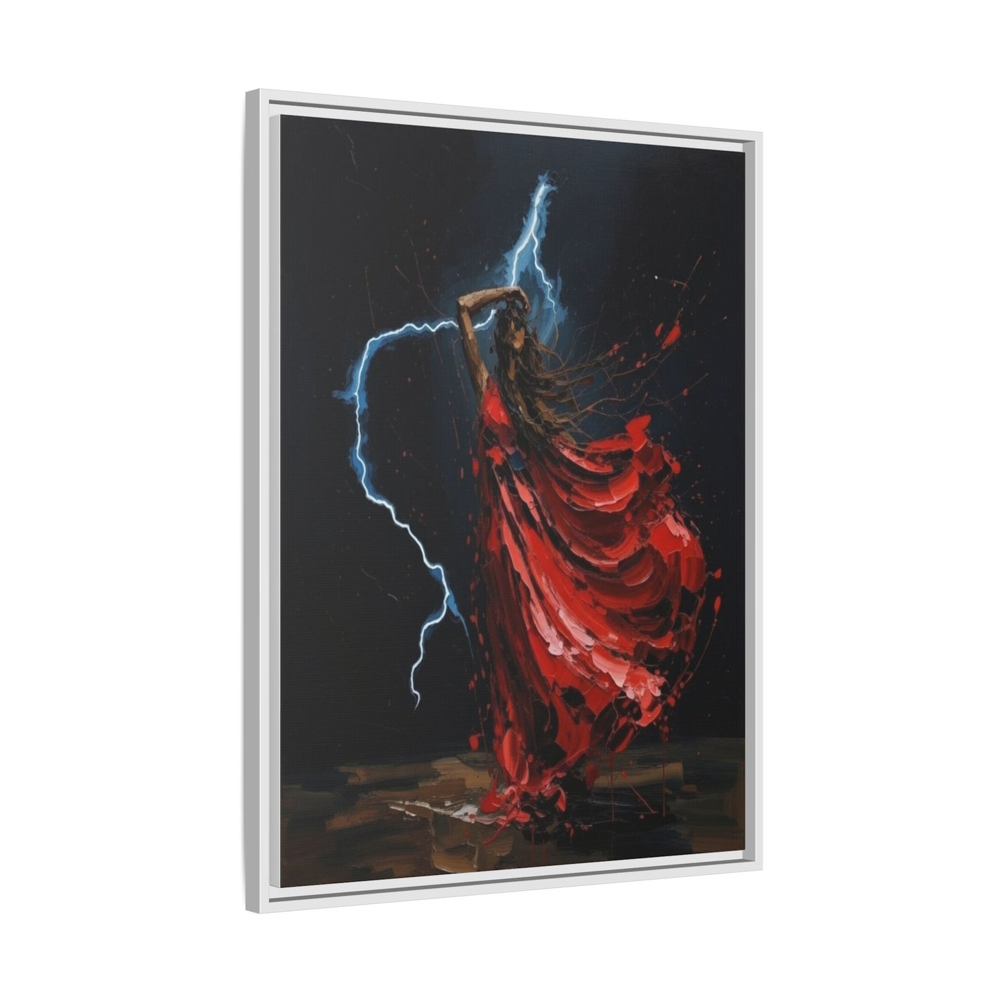 Framed Matte Canvas Print — Red Dancer Lightning Art