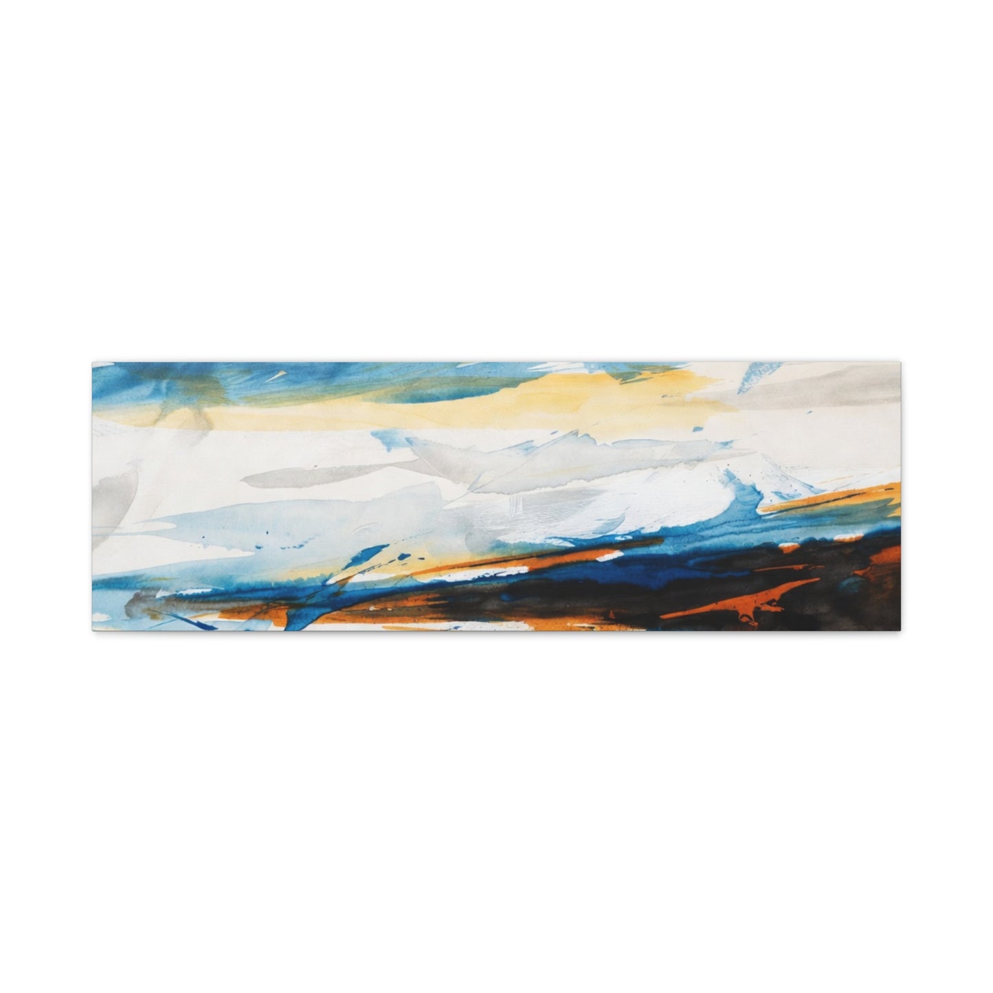 Abstract Oceanic Canvas Print — Blue & Amber Stretched Wall Art