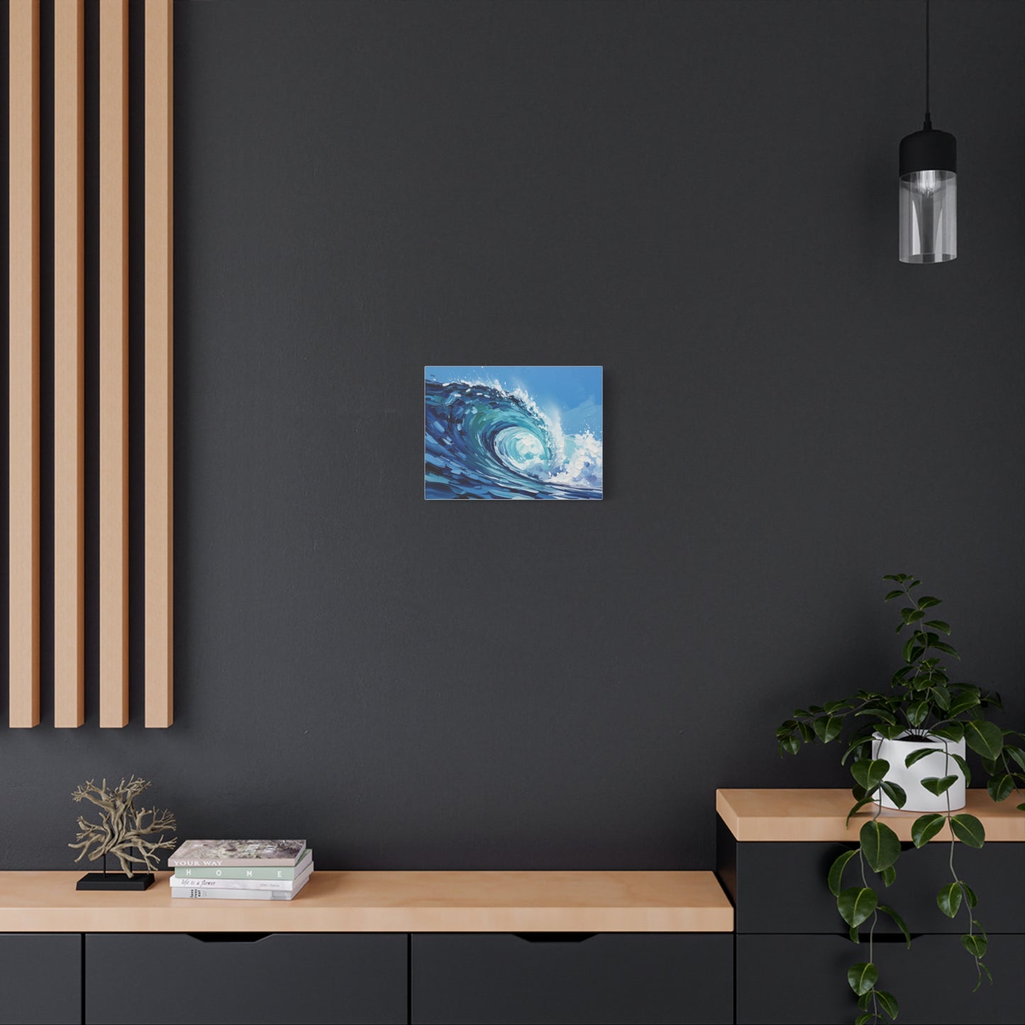Ocean Wave Matte Canvas Wall Art — Blue Surf Wave Painting, Stretched 1.25"