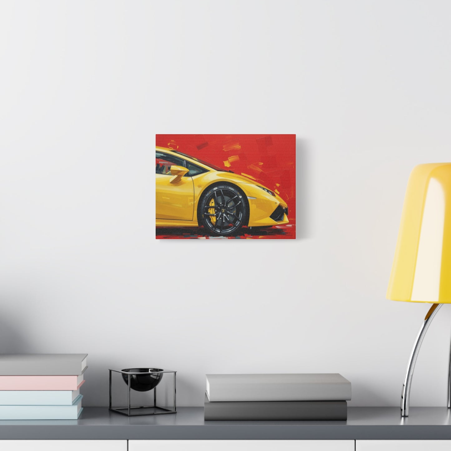 Yellow Sports Car Canvas Print - Modern Automotive Wall Art (Matte Stretched)
