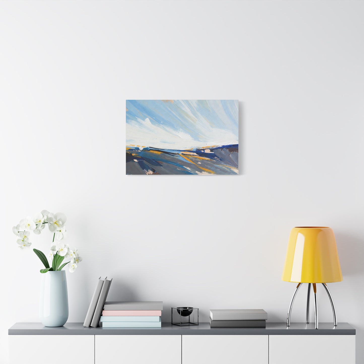Abstract Coastal Landscape Canvas Print — Blue Sky Seascape Wall Art