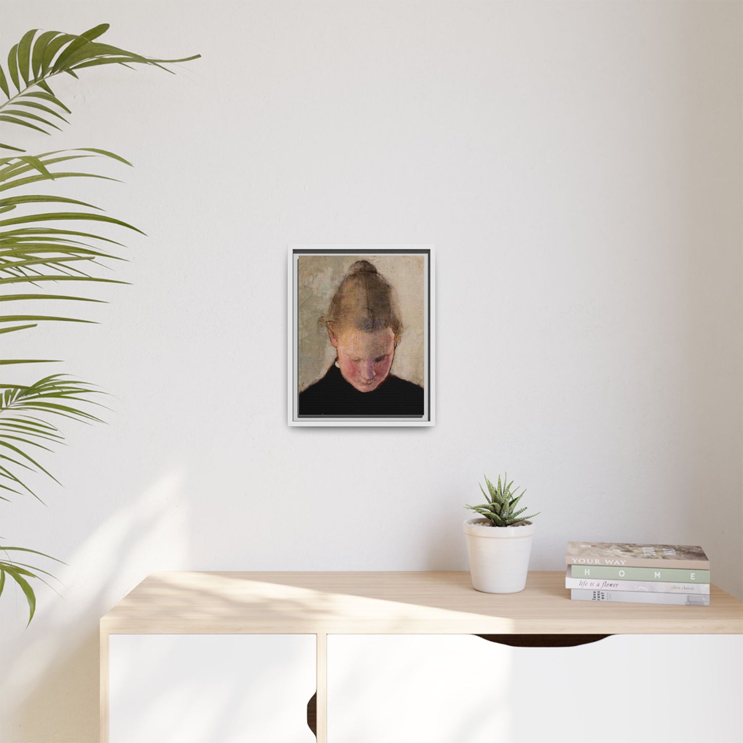 Lukeva tytto by Helena Schjerfbeck Framed Matte Canvas Art Print