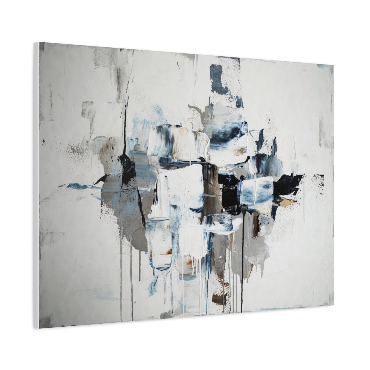Abstract Blue & Gray Canvas Wall Art — Stretched Matte Canvas