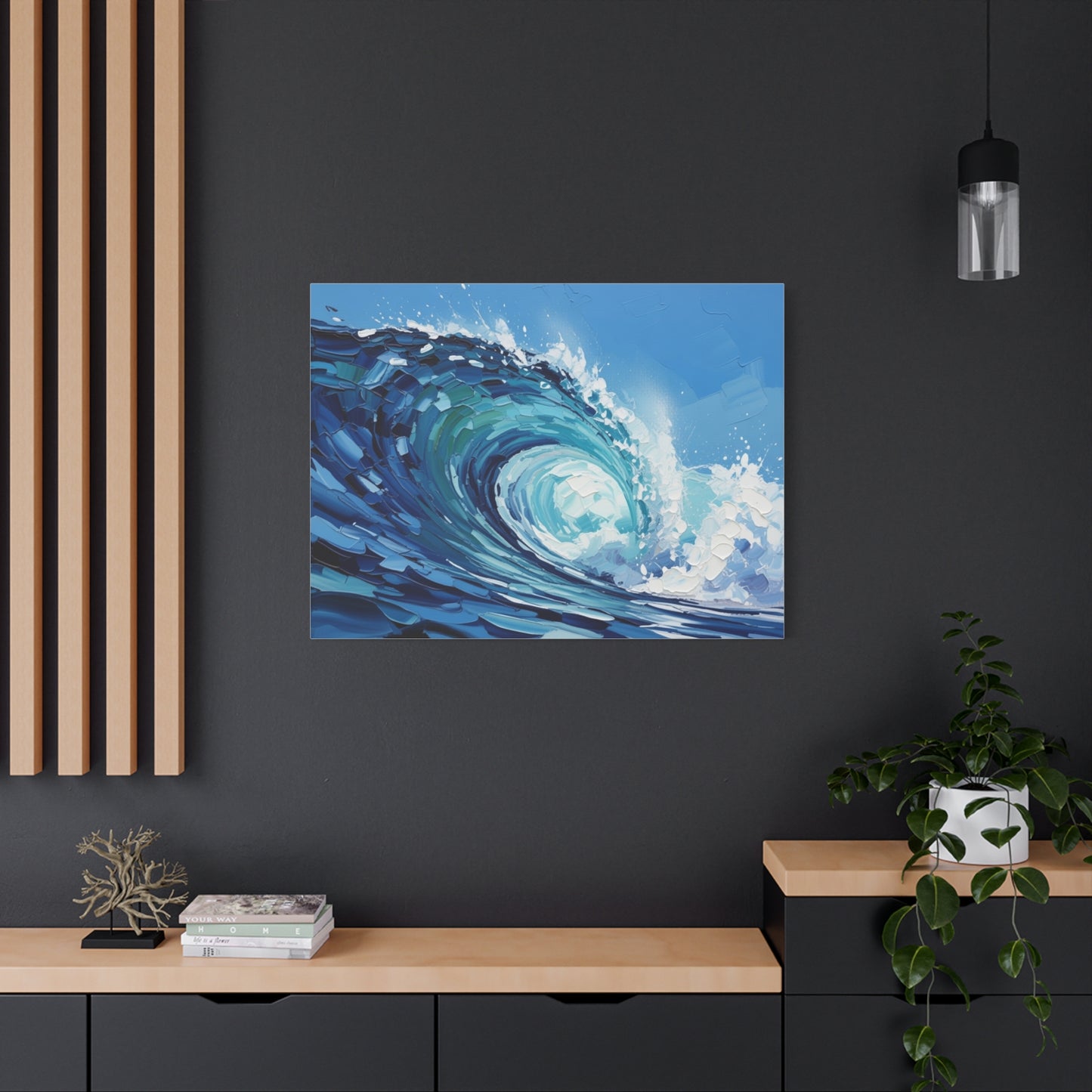 Ocean Wave Matte Canvas Wall Art — Blue Surf Wave Painting, Stretched 1.25"