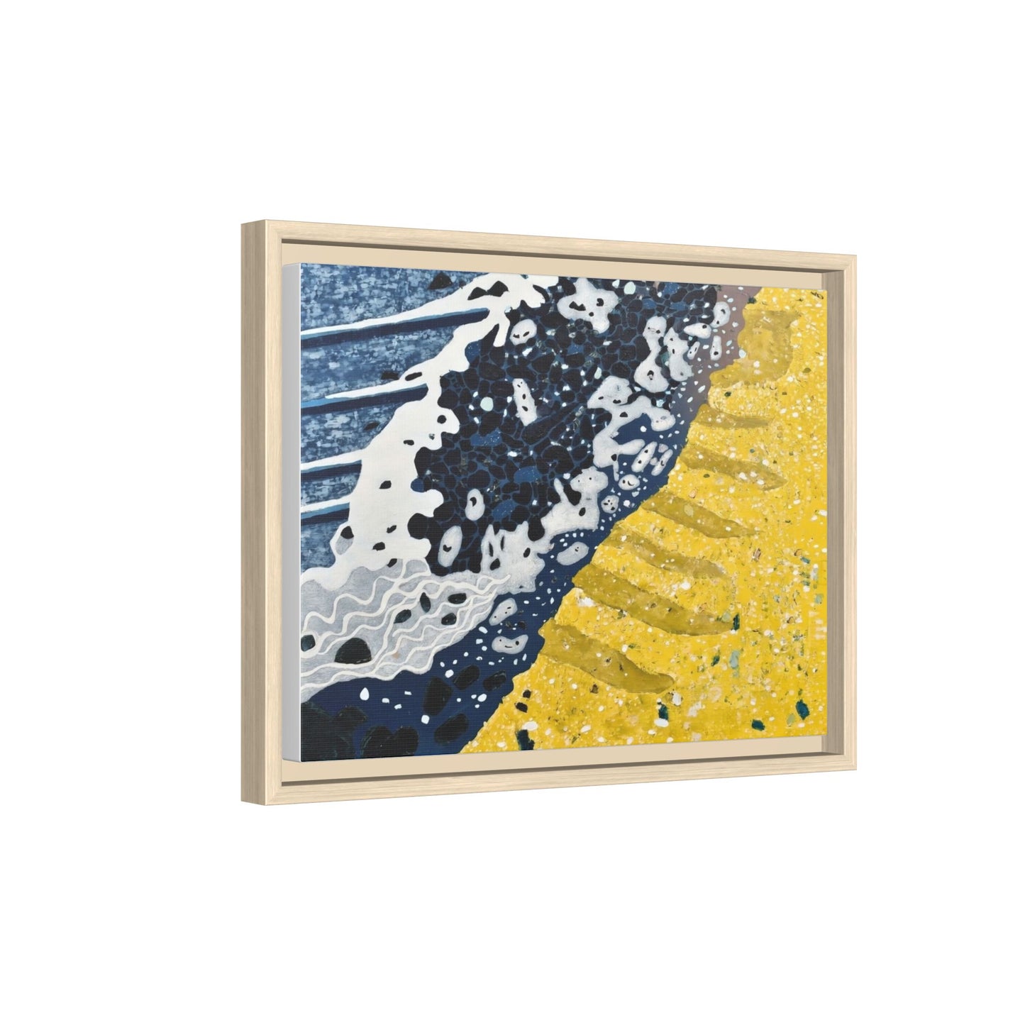Framed Abstract Ocean & Sand Matte Canvas Print