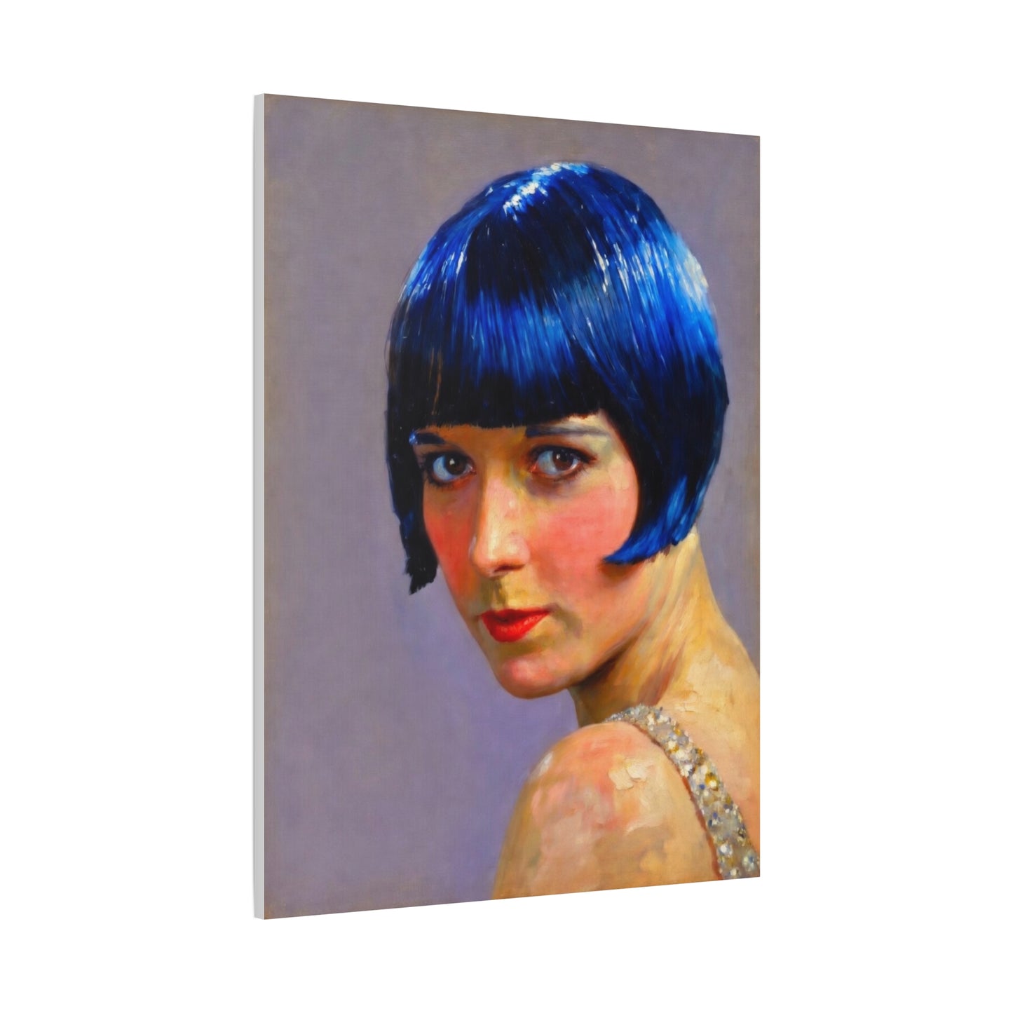 Blue Bob Portrait Matte Canvas Print - Stretched Wall Art