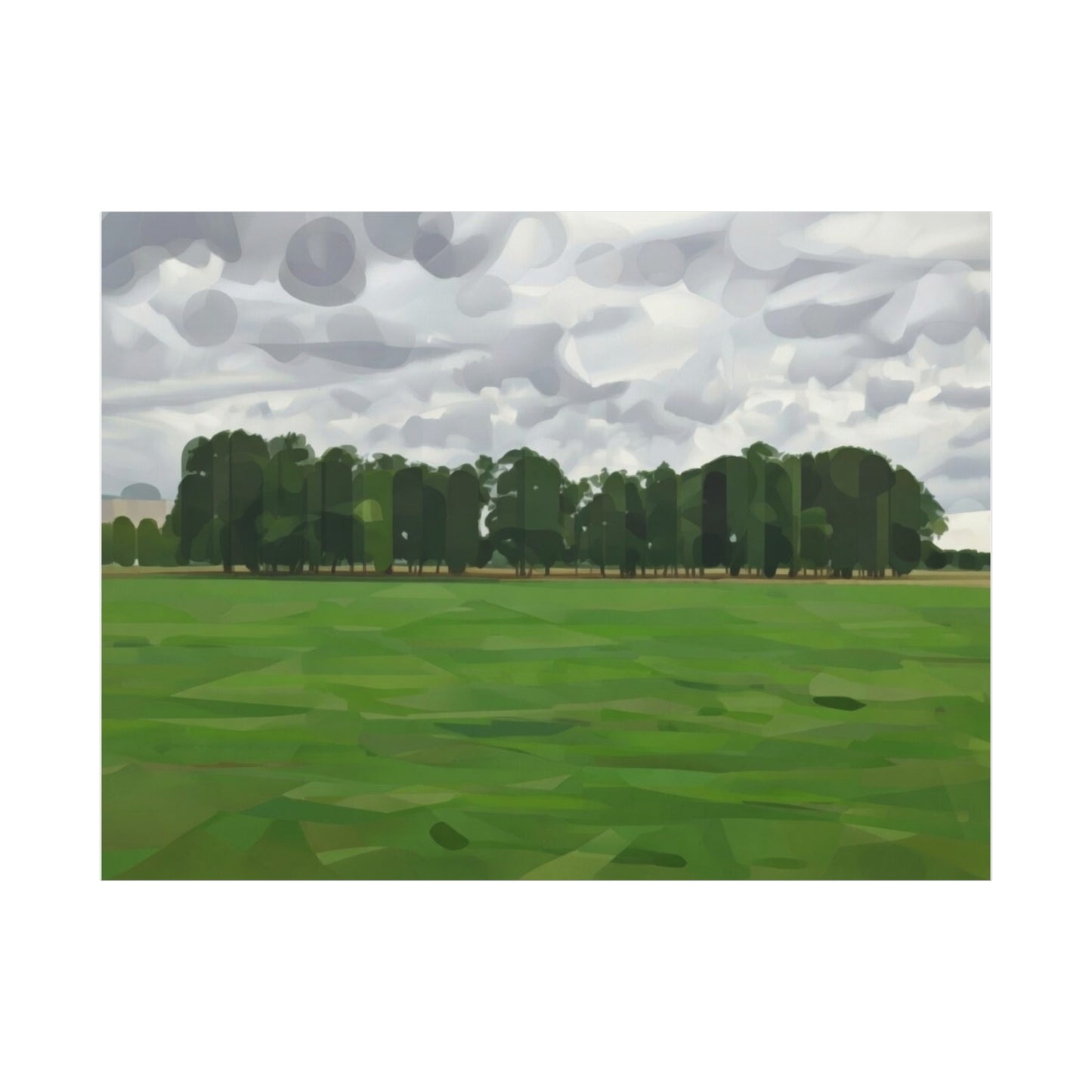 Green Field Landscape Canvas Print — Tranquil Park Scene Matte Stretched Canvas