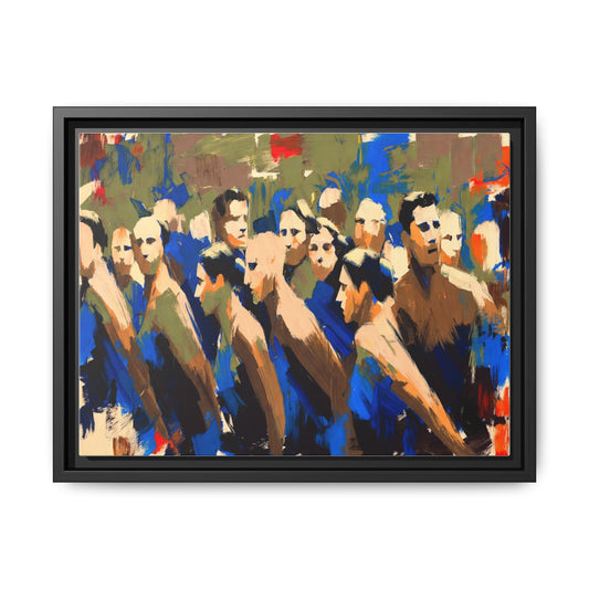 Abstract Crowd Matte Canvas Print — Framed Multi-Color Wall Art