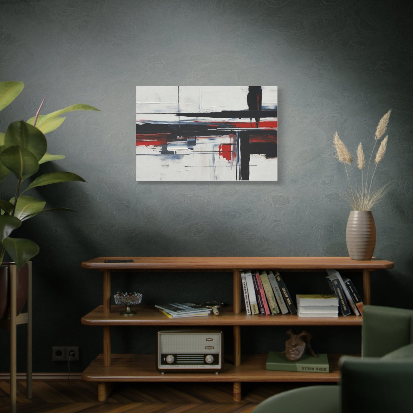 Abstract Red & Black Modern Canvas Art — Matte Stretched 1.25"