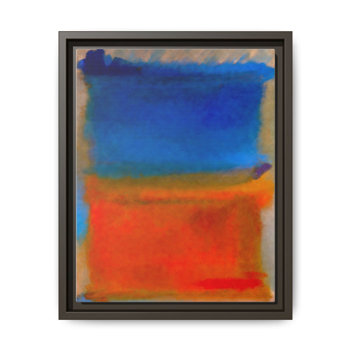 Abstract Color Block Matte Canvas Framed Wall Art — Blue & Orange Modern Painting
