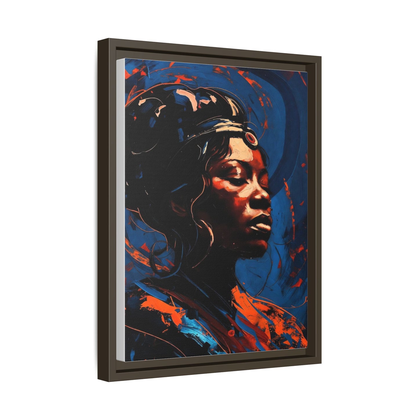 Framed Matte Canvas Art - Vibrant Portrait of a Black Woman (Multi-Color)