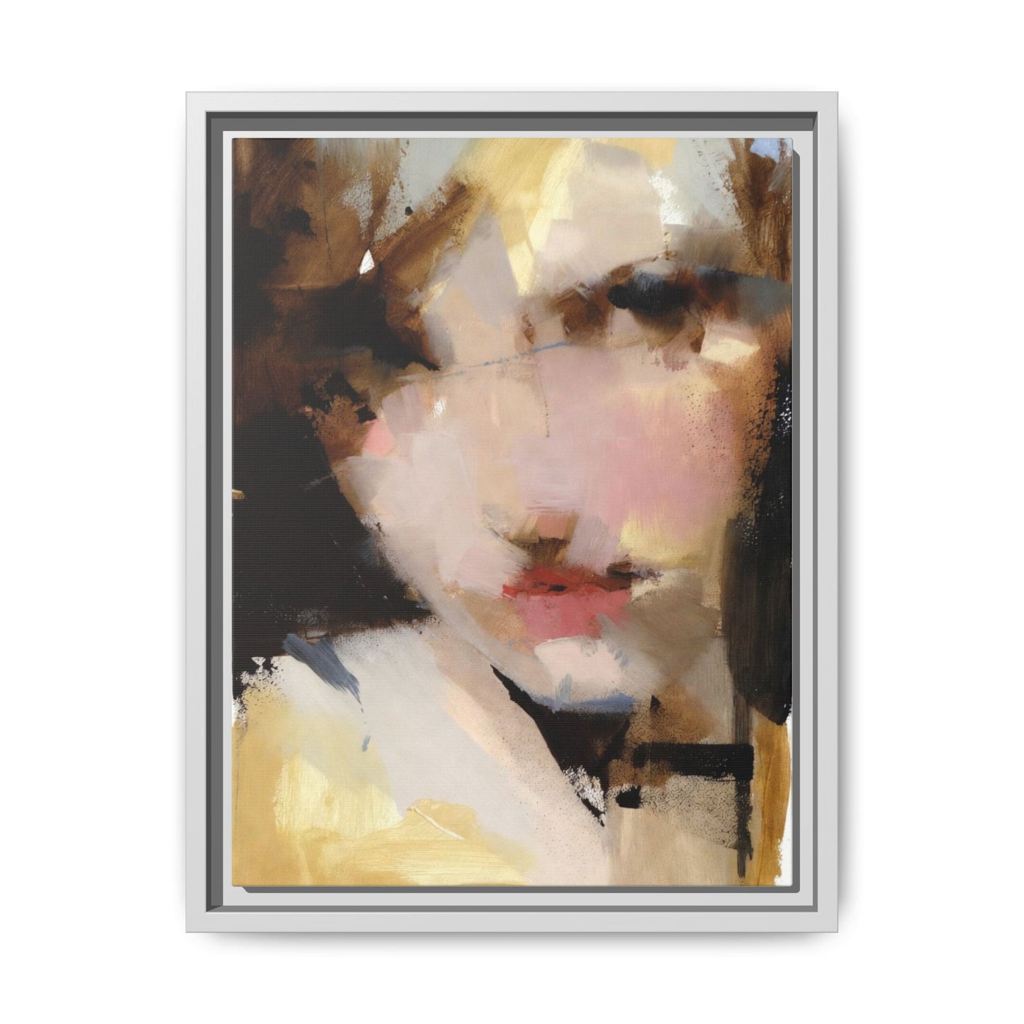 Abstract Portrait Matte Canvas Framed Print — Modern Feminine Wall Art