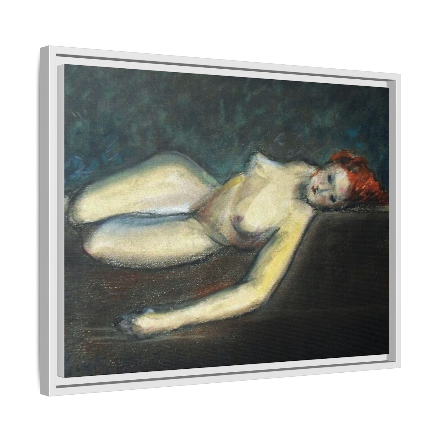 Lying nude by Paul Gosselin Framed Matte Canvas Wall Art Print