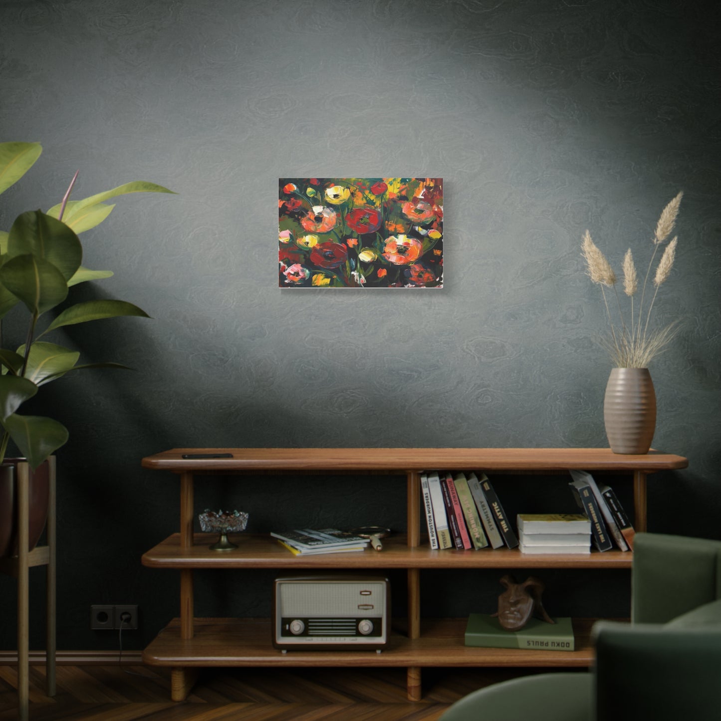 Bold Floral Abstract Canvas Print — Colorful Poppy Wall Art, Matte Stretched 1.25"