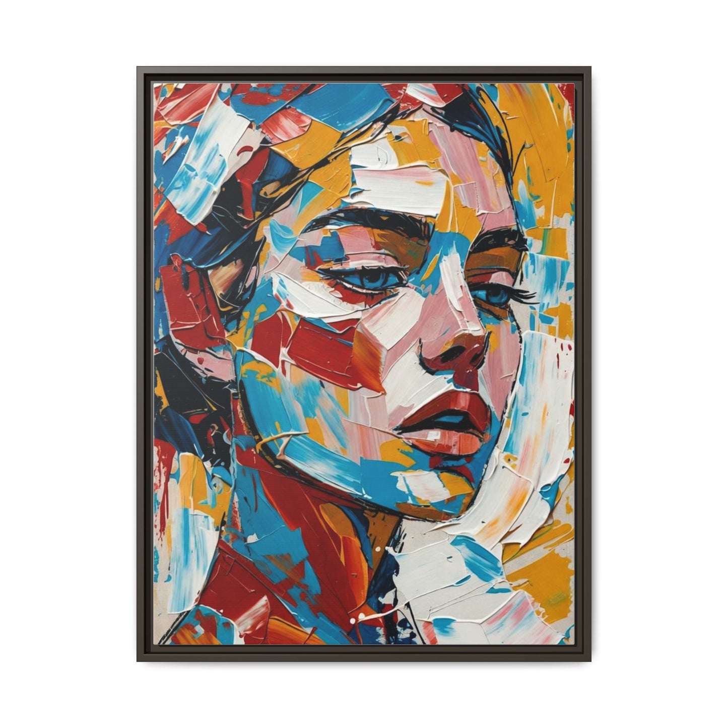 Colorful Abstract Portrait Framed Canvas Print