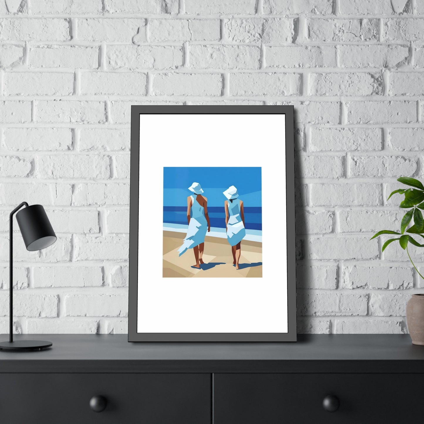 Framed Beach Poster — Vintage Coastal Art Print
