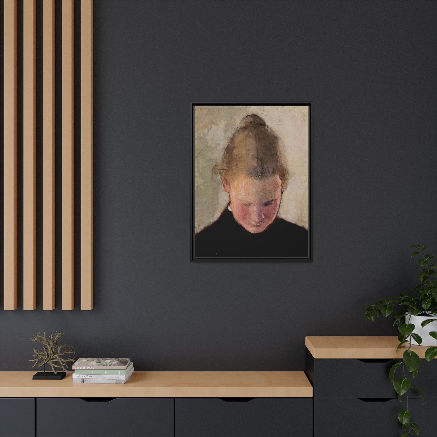 Lukeva tytto by Helena Schjerfbeck Framed Matte Canvas Art Print