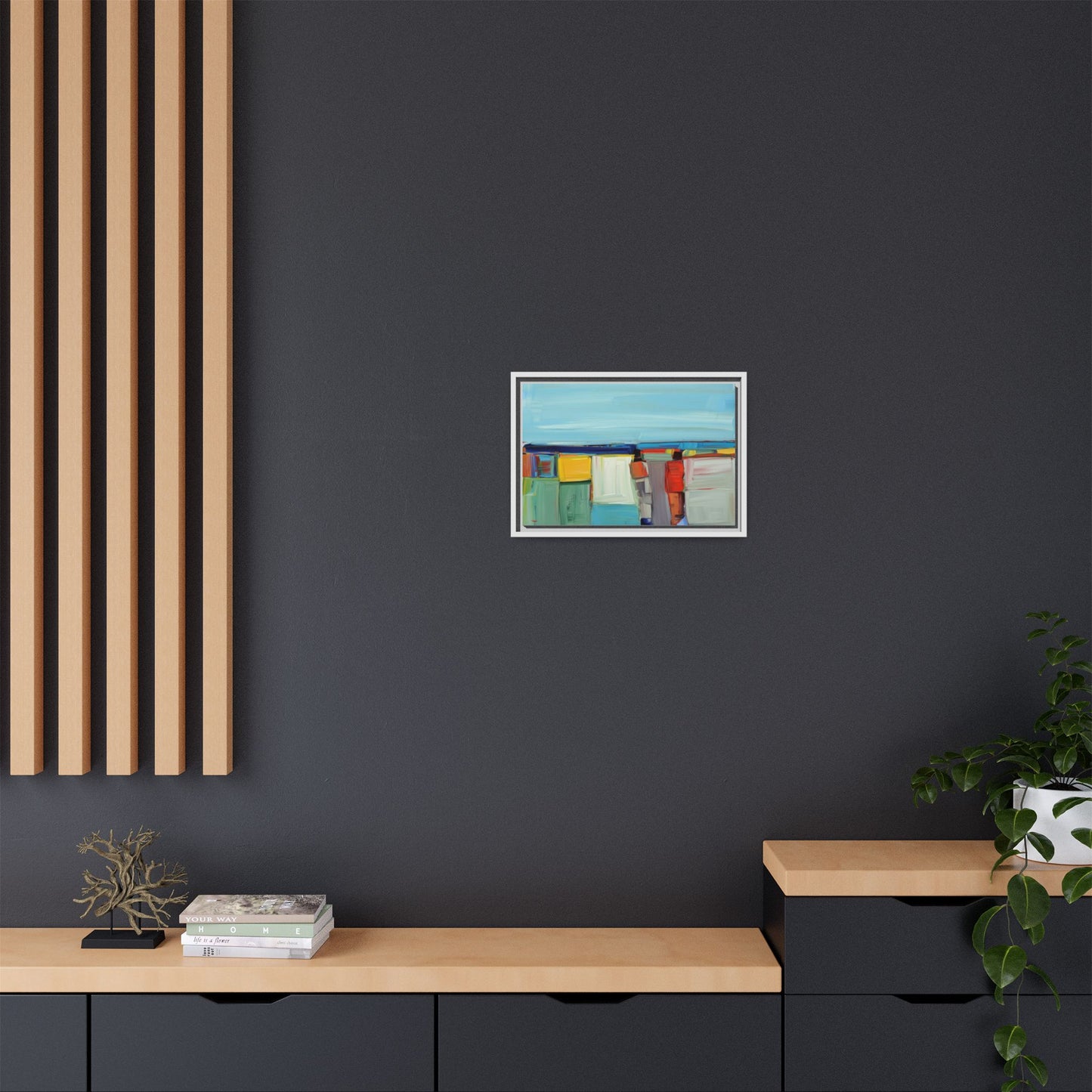 Abstract Coastal Blocks Matte Canvas Print (Framed)