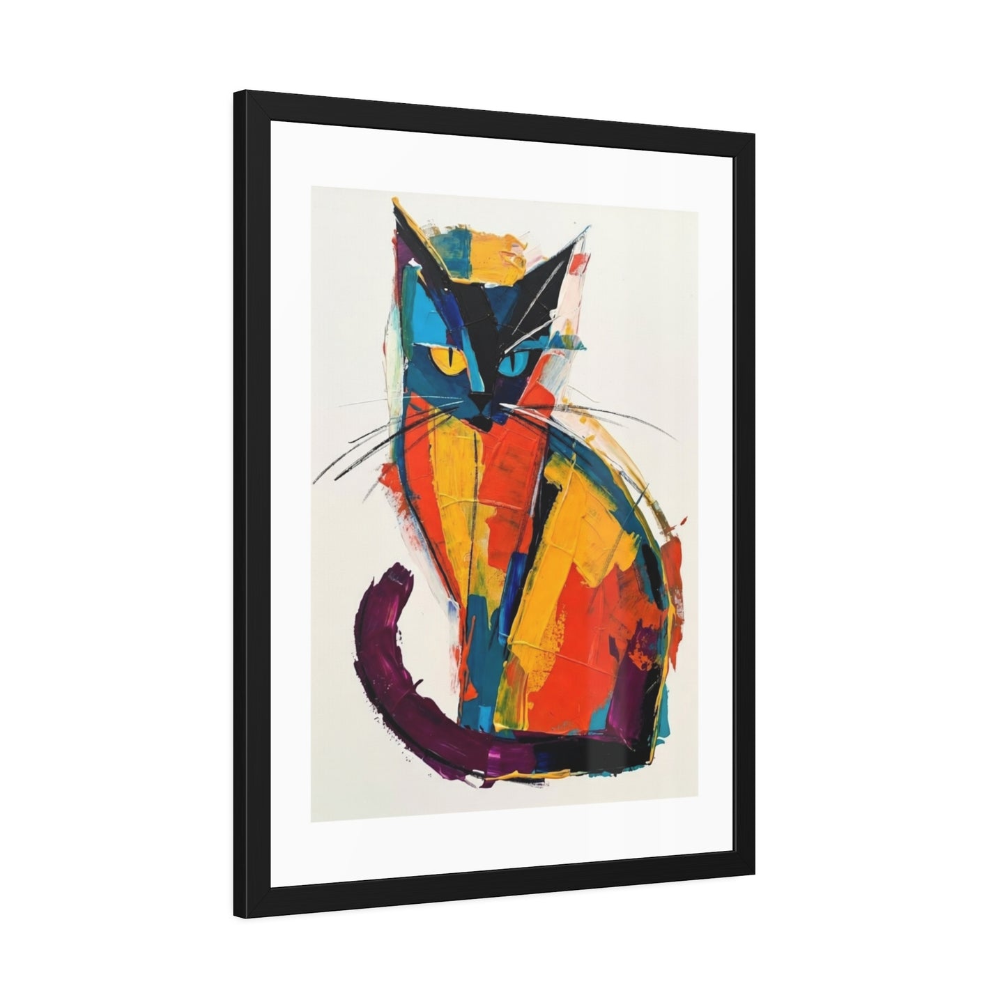 Colorful Abstract Cat Framed Poster