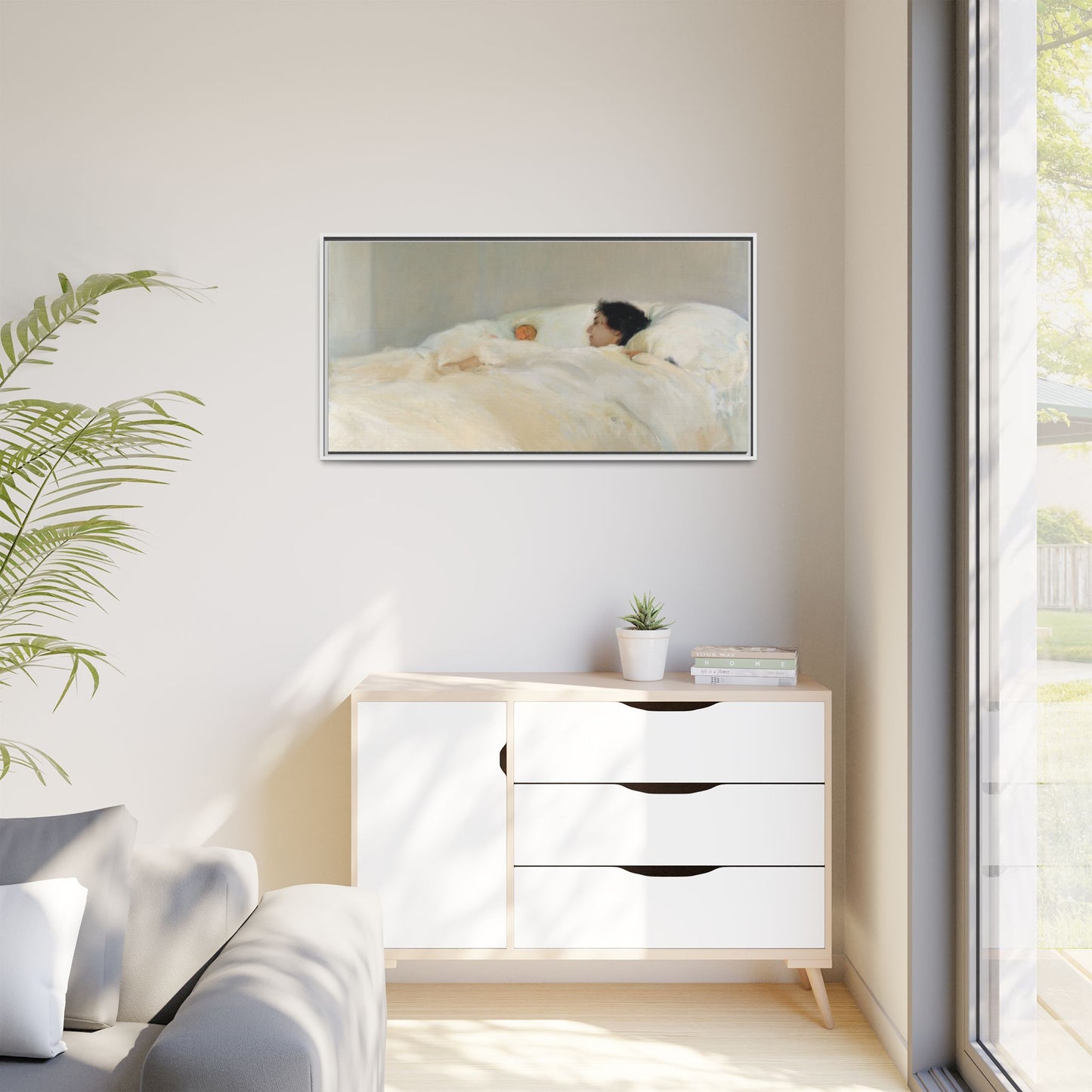 Mother by Joaquin Sorolla y Bastida Framed Matte Canvas Wall Art Print
