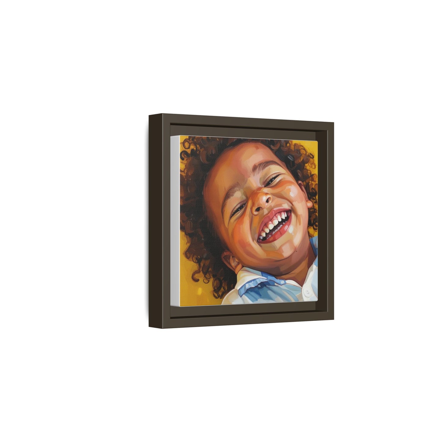 Framed Matte Canvas Print – Joyful Child Portrait, Colorful Nursery Wall Art