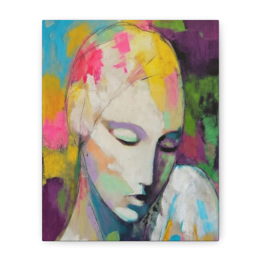 Abstract Angel Portrait Canvas - Colorful Modern Wall Art