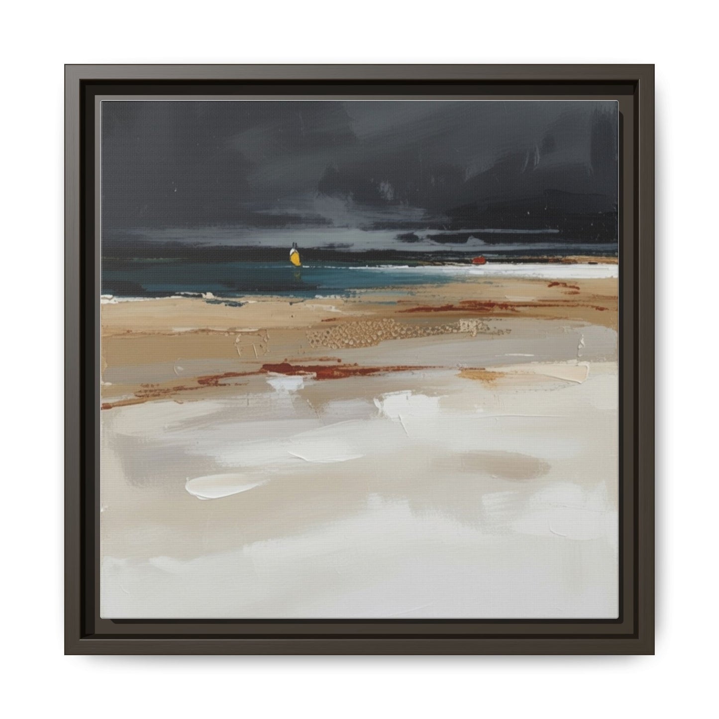 Framed Matte Canvas Beachscape Art Print — Coastal Abstract Wall Decor