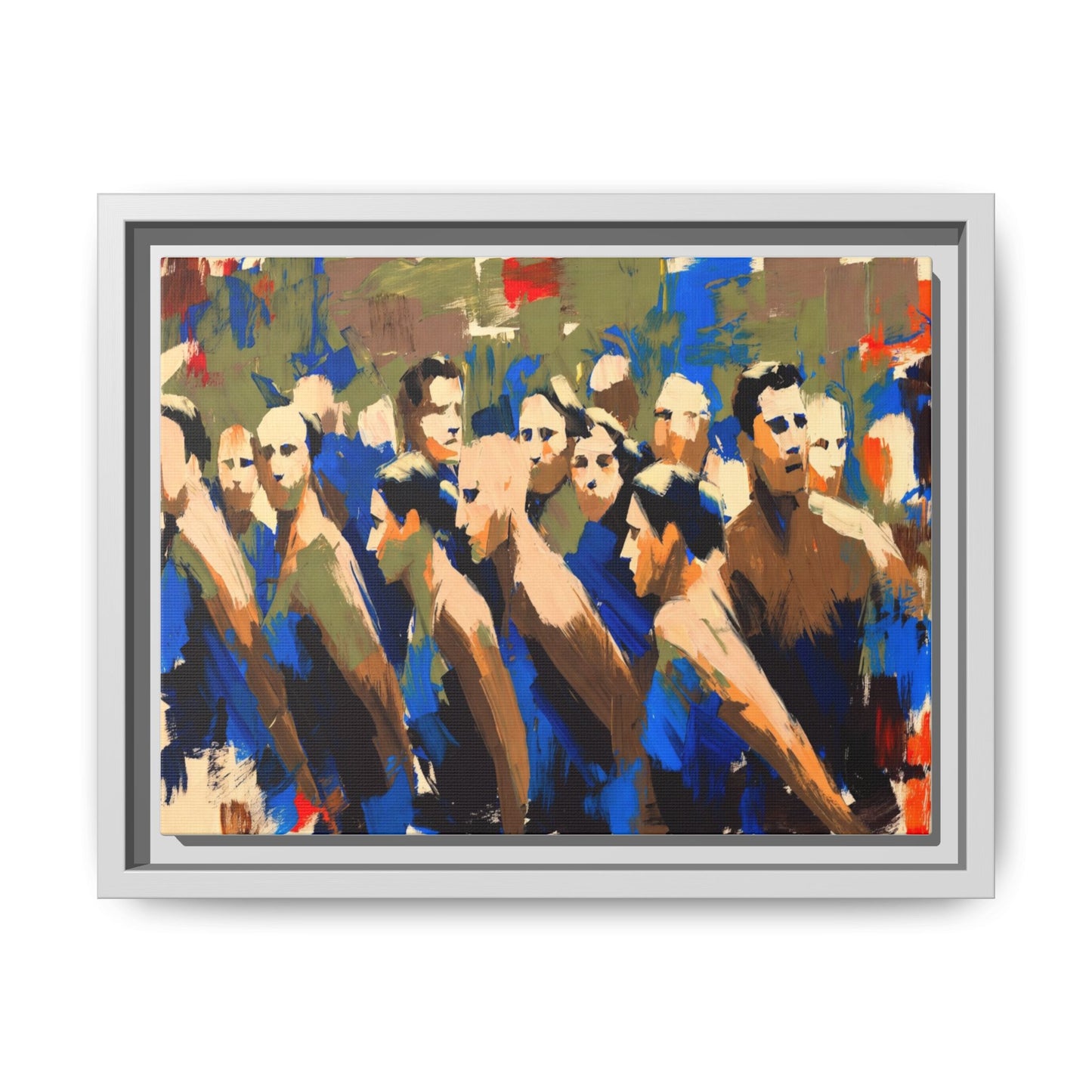 Abstract Crowd Matte Canvas Print — Framed Multi-Color Wall Art