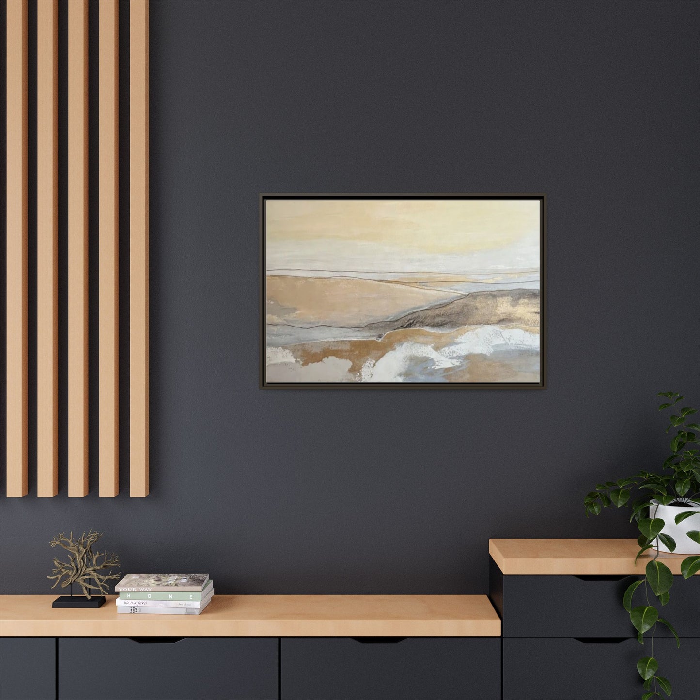 Framed Abstract Coastal Landscape Matte Canvas Wall Art