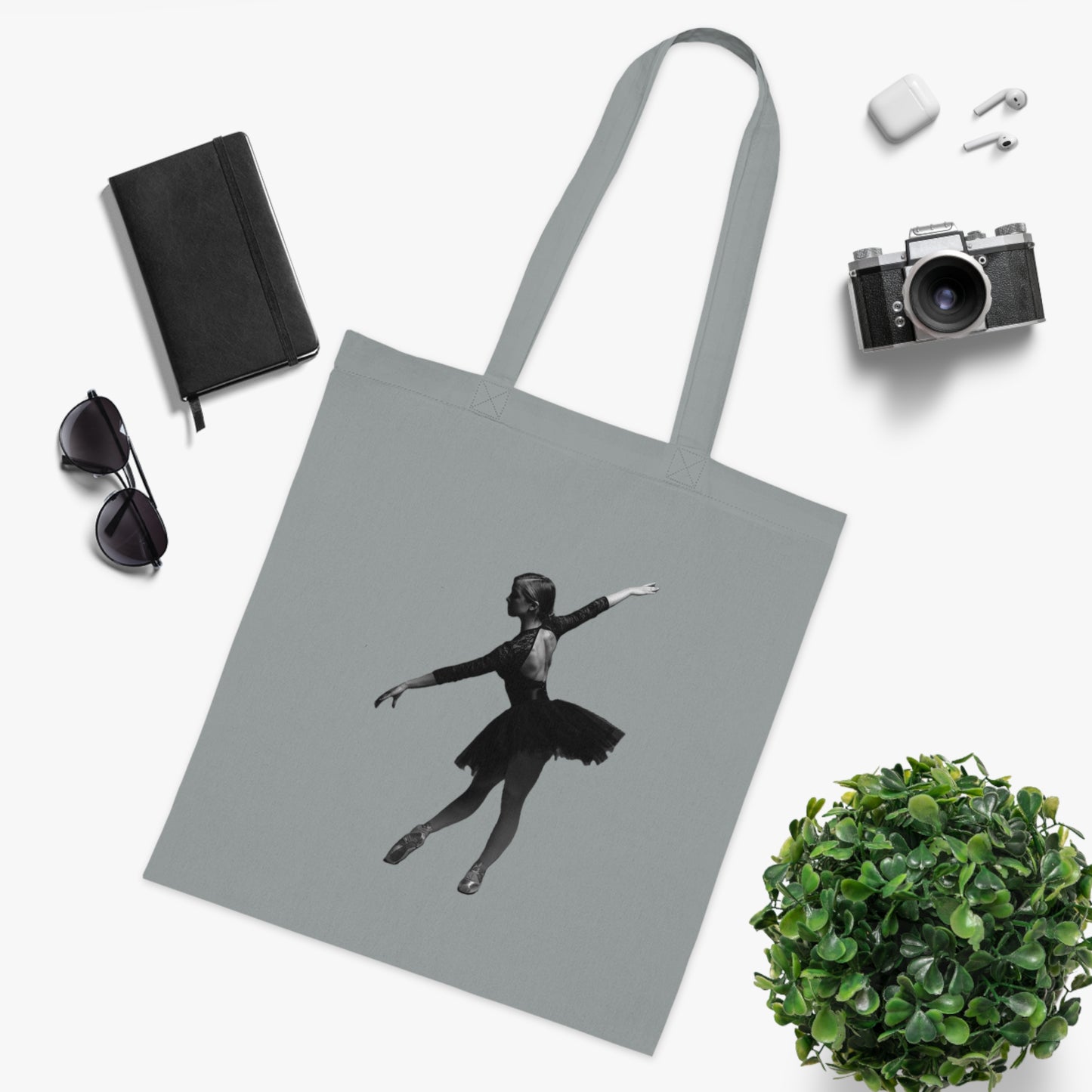 Ballet Silhouette Cotton Tote — Dancer Tote Bag for Ballet Lovers