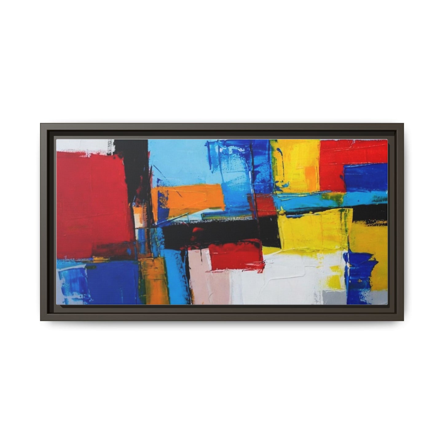 Abstract Color Block Matte Canvas Framed Wall Art